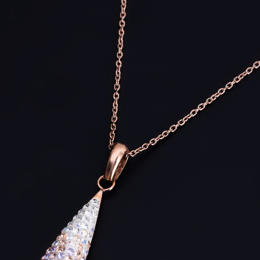 Rhinestone drop shape Stainless steel necklace N100