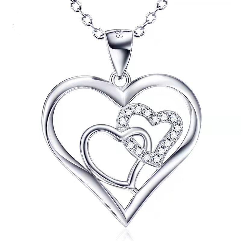 Double heart necklace N155