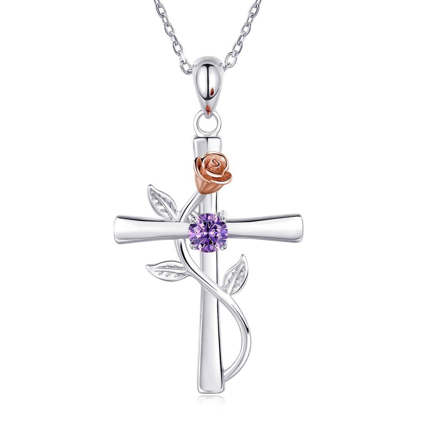 Cross rose necklace N127