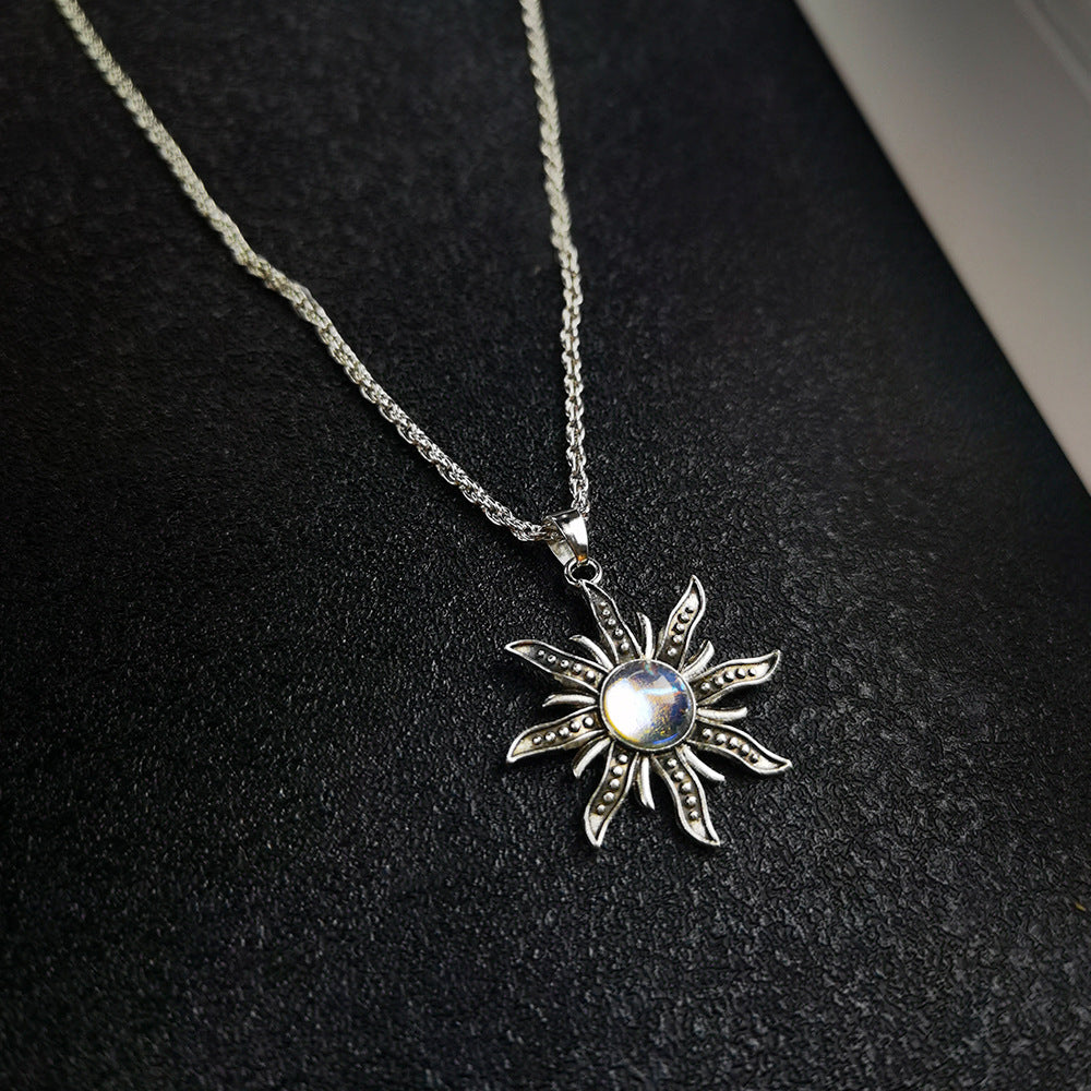 Moonstone sunflower pendant necklace N116