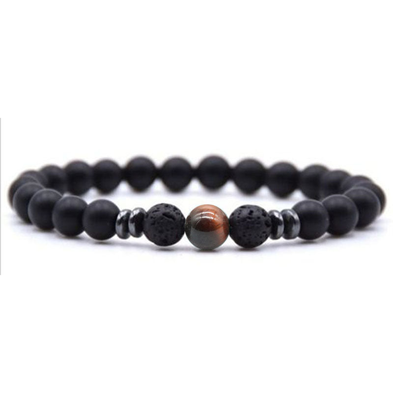 Frosted Black  tiger eye Painted stone Volcanic Stone Amber Stone Bracelet #B163-B181