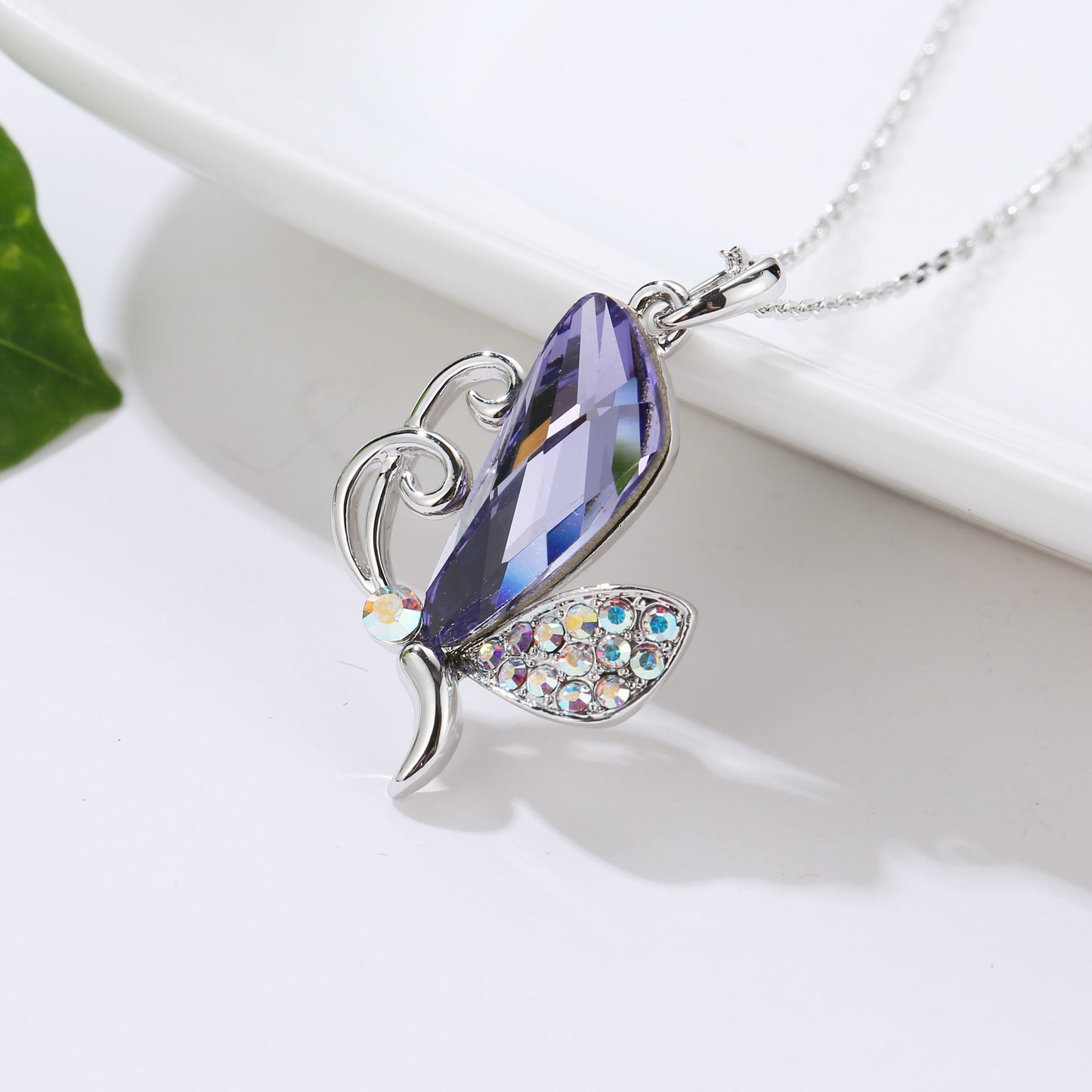 Amethyst butterfly necklace N167