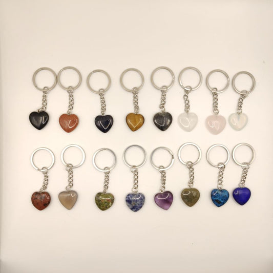 natural heart  crystal stone keychain  #KC064