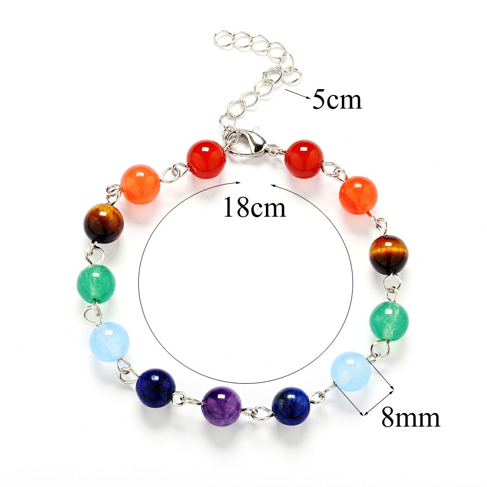 7 Chakra Bracelets Natural Stone Bracelet Adjustable 8mm Energy Yoga Healing BeadsB002