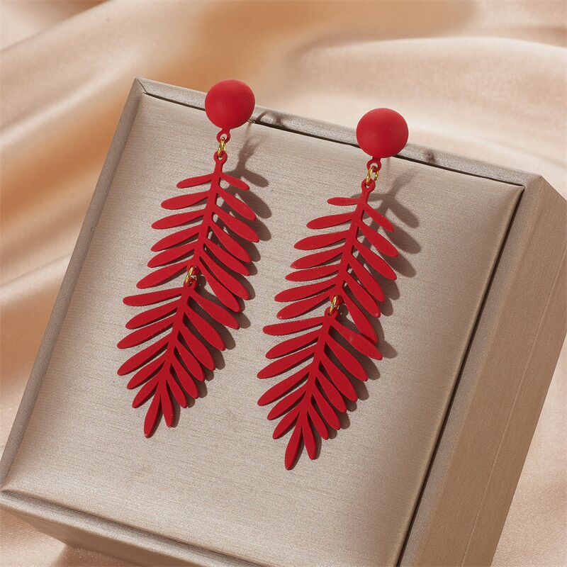 Colorful Leaf Earrings S925 silver needles