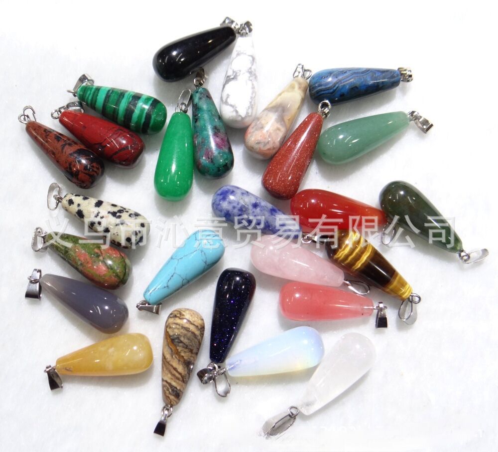 natural crystal agate teardrops stone pendant