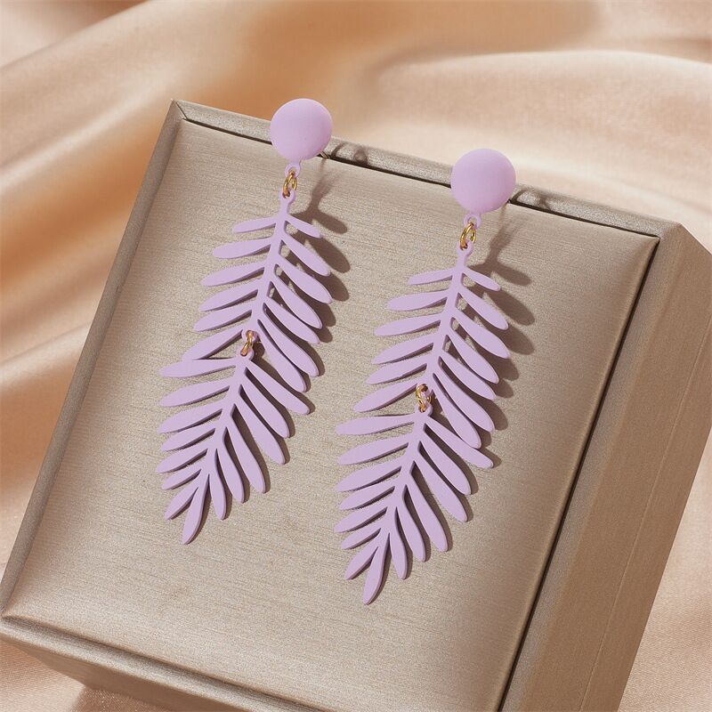 Colorful Leaf Earrings S925 silver needles