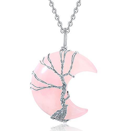 natural crystal moon lifetree necklace N103