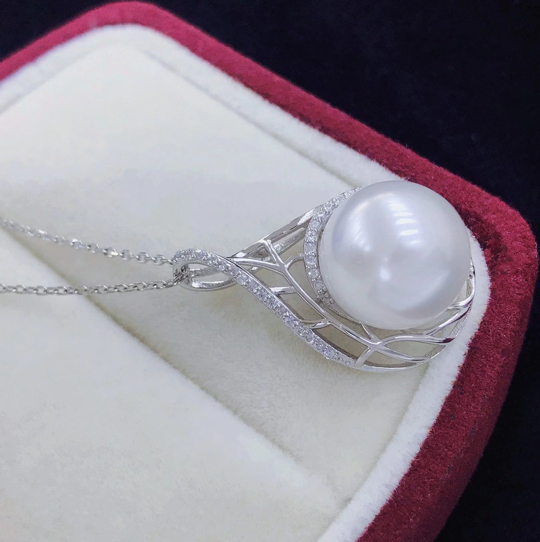 sterling silver S925 pearl pendant setting  SDP010-018 (no  pearl)