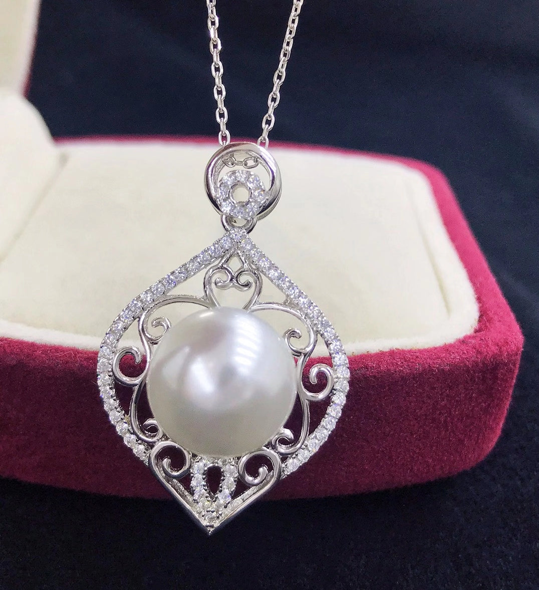 sterling silver S925 pearl pendant setting  SDP010-018 (no  pearl)