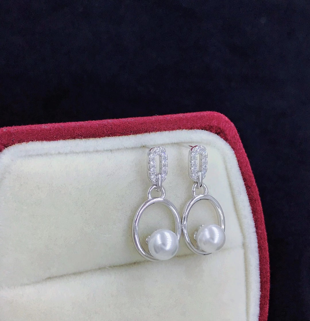 sterling silver S925 pearl earring setting  SDE019-027