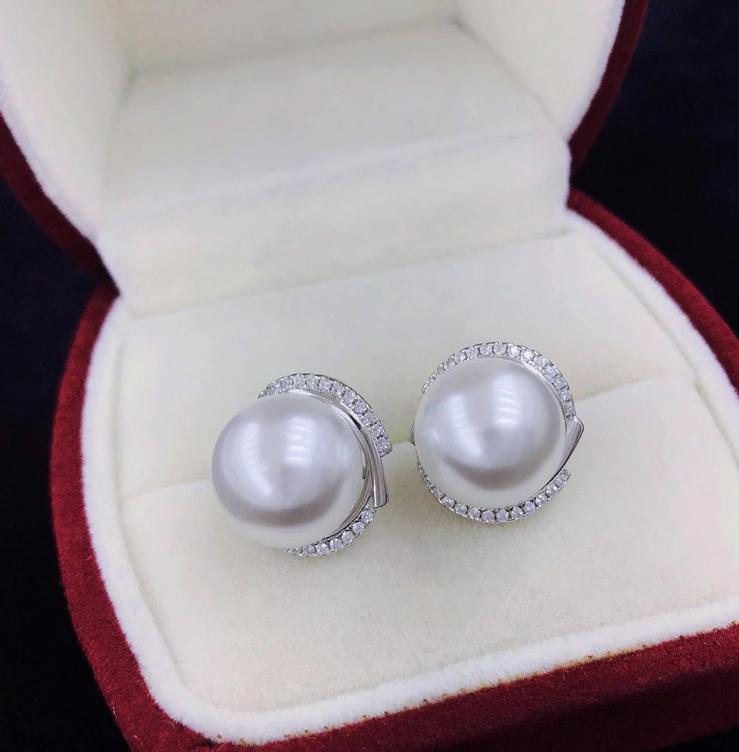 sterling silver S925 pearl earring setting  SDE028-036