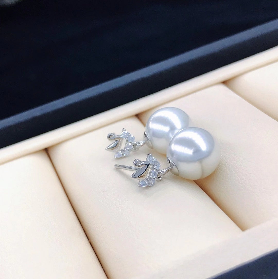 sterling silver S925 pearl earring setting  SDE037-045