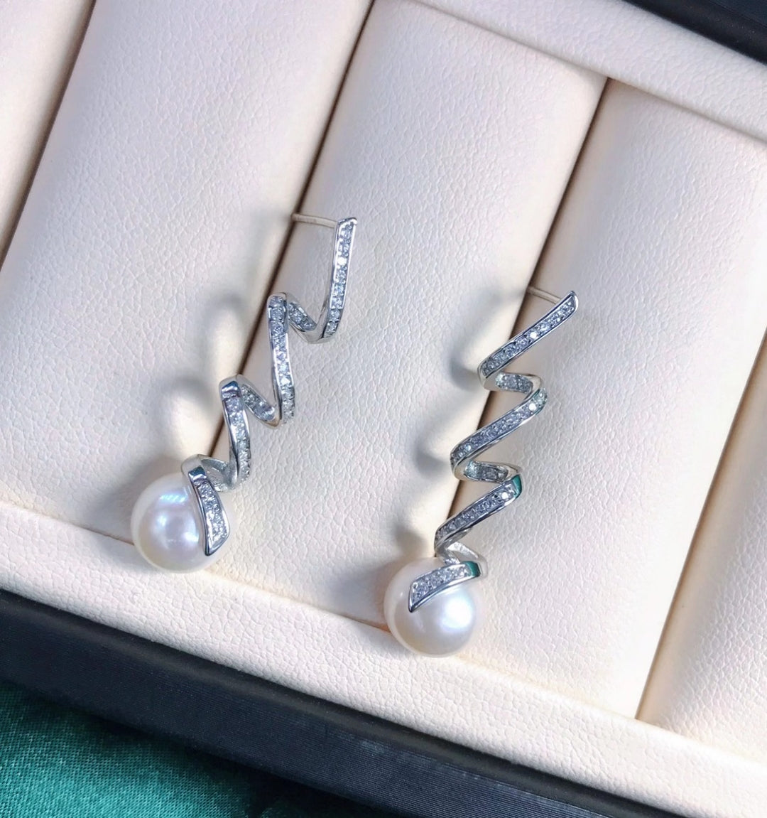 sterling silver S925 pearl earring setting  SDE073-081