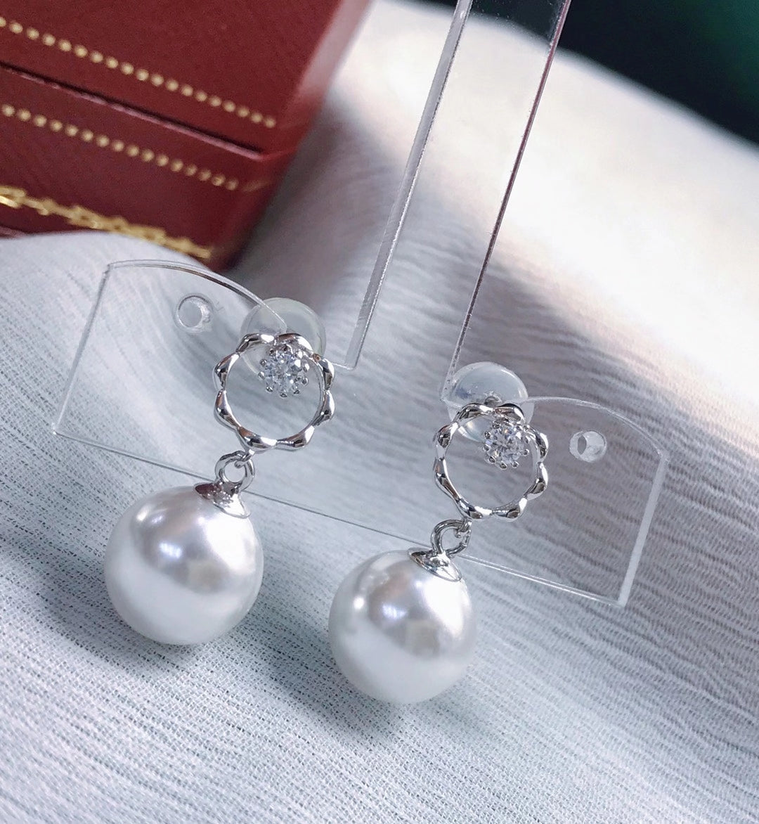 sterling silver S925 pearl earring setting  SDE073-081