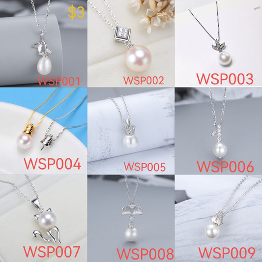 S925 sterling silver pearl pendant setting (default no pearl) wsp001-009